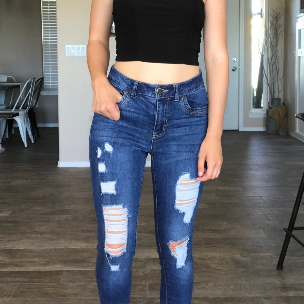 Fashion Nova Distressed Denim Skinny Jeans